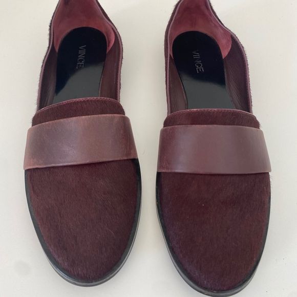 VINCE Mason (Maxon) Maroon Calf Hair Flats - Picture 3 of 16